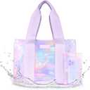Case-Mate Official Soap Bubble Jelly Tote – Iridescent Tote Bag with Phone Pouch for Women – Waterproof, Tip-Proof, Foldable & Washable – Handbag for Everyday Use, Travel, Pool & Vacation - Large