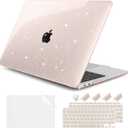 DONGKE for MacBook Air 13 inch Case 2021-2018 Release A2337 M1 A2179 A1932, Bling Plastic Hard Shell Case & Keyboard Cover Only Compatible with MacBook Air 13 inch Retina Fits Touch ID, Starlight