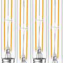 Tubular Light Bulb 7.3 Inch Dimmable T10 LED Bulb E26 6W 60 Watts Edison Bulbs 2700K Solf White,185mm Long for Wall Sconces, Pendant, Livingroom, 4-Pack