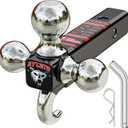 Ayleid Trailer Hitch Tri-Ball Mount with Hook & Pin Balls Sized 1-7/8 , 2 & 2-5/16 inches , Tow Hitch , Silver