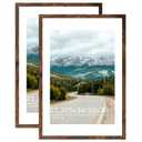 QOTIB Wood 22.375x34 Picture Frame with 20x30 Mat, Display 20x30 with Mat or 22.375x34 Without Mat, Wood 22.375 by 34 Photo Frame, 22.375 x 34 Frame for Wall Hanging Display, Deep Brown