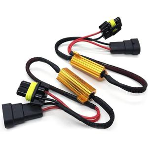 2 PCS 9005/9006 LED Load Resistor Kit, 50W Headlight Bulb Decoder, Anti Flicker Harness Resistor Kit, Pure Copper Wire Plug and Play Warning Canceller, Universal for Most Cars (Black)