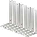 Floating Shelf Bracket Stainless Steel 6 Inch, 8 Pack Heavy Duty Shelf Brackets, Wall Shelf Bracket for DIY Decorative with Mounting Hardware (L 6" x H 4" x W1.5")