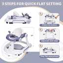Baby Walker with Wheels, 5-in-1 Foldable Infant Toddler Walker for Boys Girls 6-18 Month, Music Walker for Baby with Car Steering Wheel &Removable Footrest,Baby Push Walker Dark Blue