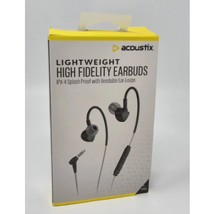 Acoustix High Fidelity Earbuds Lightweight Wired Headphones Mic IPX4 Splashproof
