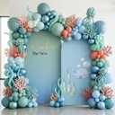 Boao Oneder The Sea Arch Backdrop Cover 7.2FT 6FT 1st Birthday Decoration Blue Under The Sea Themed Baby First Birthday Party Spandex Arch Covers Stretchy Backdrop for Party Decoration