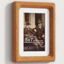 Heimlove 5x7 Picture Frames Natural Teak,Original Wood Hand Make Crafted Photo Frame with Mat to 4x6 Graduation Picture Display, Family Picture,Wedding Picture Tabletop & Wall Decoration