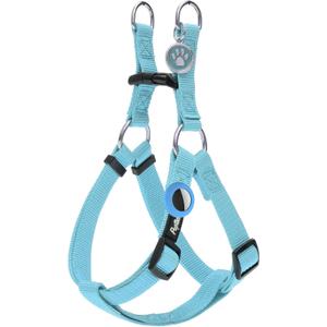 PUPTECK No Pull Dog Harness Soft Adjustable Basic Nylon Step in Puppy Vest Outdoor Walking with ID Tag and A-ir Tag Case, Sky Blue, M (Light Blue(Holder Bundle))