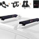 MeeFar Universal Car Soft Roof Rack Pads Luggage Carrier Rack for Kayak Surfboard SUP Canoe Include 2 Heavy Duty Tie Down Straps, 2 Tie Down Rope, 2 Quick Loop Strap