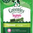 6 x Greenies Dog Treats Veterinarian-Recommended Natural Dental Puppy Treats Teenie Size, 6 oz. Pack, 22 Count (EXP 12/11/27)
