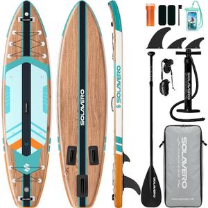SOLAVERO 11'6" Inflatable Stand Up Paddle Board Supports 550 lbs - Extra Wide Stable Design with Non-Slip EVA Deck, SUP with Premium Accessories for Adults & Youth
