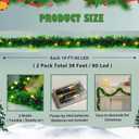 2 Pack Christmas Garland with Lights, Total 38 Feet 80 Led Battery Operated Pre-Lit Long Garland for Stairs Railing Fireplace Mantle Door Frame Decor Green Greenery Indoor Outdoor Office Decorations