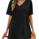 AI'MAGE Women's Swimsuit Coverup Short Sleeve Bathing Suit Cover Up Casual T-Shirt Dress Loose Beachwear Coverups (Black, M)