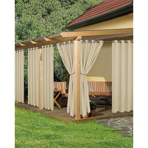 HolidayIdeas Outdoor Curtains for Patio Waterproof, 6 Panels - 54x84 Inches - Weatherproof Privacy Outsides Curtains for Cabana Porch Pergola, Sunlight & UV Blocking (Cream, Grommet Top)