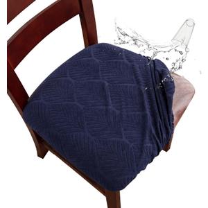 Genina Waterproof Dining Room Chair Cover Set of 6, Stretch Jacquard Seat Covers for Dining Room Chairs, Kitchen Parsons Chair Covers Slipcover Protector
