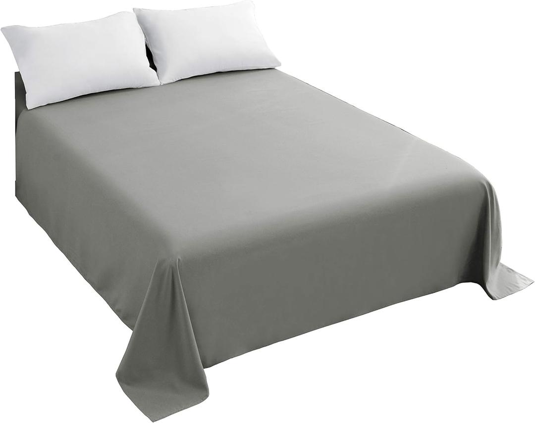 Sfoothome Gray Bedding Top Sheet - Flat Sheet for Queen Mattress - Softer Than Egyptian Cotton