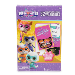 Valentines Day Exchange Cards Box of 32) Disney Jr. Super Kitties Scratch Reveal