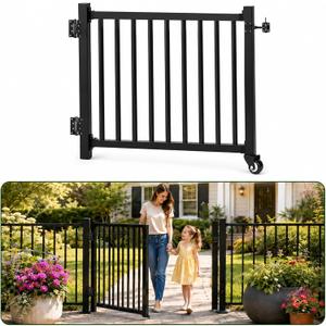 Deck Gate with Wheels, 36in H x 4ft W Heavy‑Duty Steel Anti‑Rust Fence Door
Outdoor Gate with Premium Latch & Auto-Closing Hinge for Deck, Patio, Garden, Yard, Porch