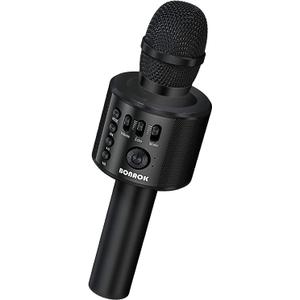 Bonaok Wireless Bluetooth Karaoke Microphone,3-in-1 Portable Handheld Karaoke Mic Speaker Machine Home Party Birthday for All Smartphones Q37 (Black)