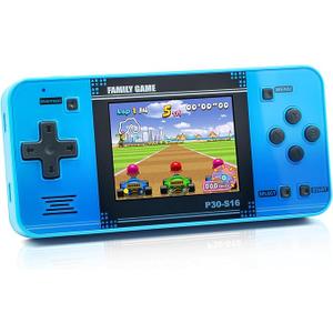 32 Bit Handheld Game Console for Kids Adults, Preloaded 135 Retro Video Games, 3.0" Color Display Rechargeable Portable Gaming Player, Mini Electronic Travel Toy Gift for Boys Girls(Blue)