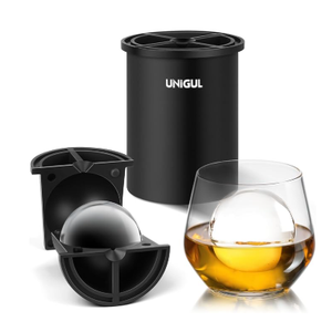 Clear Ice Cube Maker, 2.5" Stainless Steel Crystal Clear Ice Ball Maker, NonBPA Premium Silicone Ice Cube Molds for Whiskey & Cocktails, EasyRelease Sphere Ice Maker, Bourbon Gifts for Men (1 PACK)