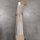 California Umbrella 9' Round Aluminum Pole Fiberglass Rib Market Umbrella, Crank Lift, Collar Tilt, White Pole, Antique Beige Olefin