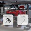 4 x 4pcs 38mm Screw Up Car Lift Feet Pads - Adjustable 4-9cm Height, Steel & Rubber Trays for Vehicle Lifting, Stable Support for Car Lift Bridge Jack