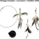TTcat Cat Wand Toys with Suction Cup, Interactive Bird Simulation Cat Toy Set,Cat Teaser Cat Toys,Flexible Steel Wire and 3Pcs Replacement Feather Refills with Bells.
