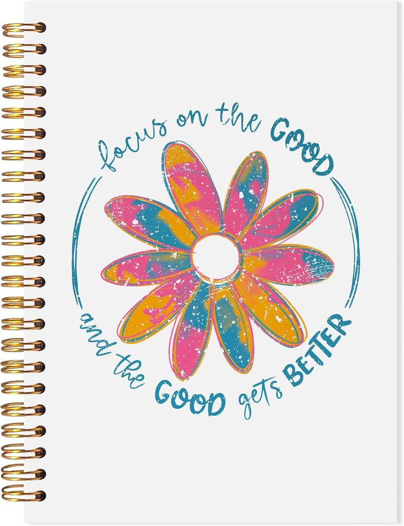 LADOCK Boho Floral Inspirational Notebook, Motivational Mental Health Journal, Inspirational Positive Gifts for Women Spiral Notebook, Therapy Journal for Women, Boho Office Supplies, 5.5x8.3