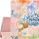 JOYLAND for iPad 7th/8th/9th Generation Case (2019/2020/2021) 10.2 inch with Pencil Holder-Auto Wake/Sleep,Flower Anti-Scratch Shockproof Premium Folio Stand Case,Pink