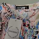 MASCOMODA Womens Tops Summer Boho Floral Short Sleeve Button Down Shirts Crewneck Loose Vacation Dressy Casual Work Blouses(Floral Pink Multicolored,Medium)