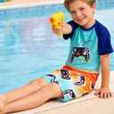 Boys Bathing Suits 5t Toddler Swimsuits Swim Trunks with Rash Guard for Boy Size 5-6 Swimwear Kids Swim Set Blue Gamepad Children Swimming Suits