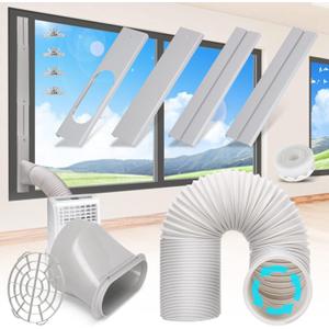 Portable Air Conditioner Window Vent Kit with 5.9 Exhaust Hose Adjustable Portable AC Window Kit for Ducting Universal Portable AC Seal Panel for Horizontal&Vertical Window