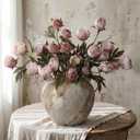 Thiccywoov 12 Pcs Faux Peony Stems Flowers Bulk Vintage Artificial Silk Peonies Stems Real Look Fake Peonies Branch for Vase Filler DIY Bouquet Centerpiece Home Indoor Outdoor Decor (Brownish)