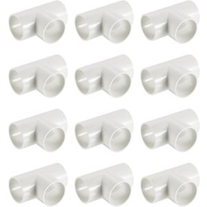 uxcell 1-1/2" PVC Tee, 12 Pcs 3 Way Elbow Connector Furniture Grade PVC Tee Elbow Pipe Fitting Adapter Corner Fitting for Water Supplies Build Furniture Shelves Tents, White (1.5 Inch)