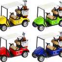 Jerify Mini Golf Cart Model Toy Metal Pull Back Action Cart 1:36 Scale Golfcart Pullback Vehicle Toys for Golf Party Birthday Decor Dollhouse Cake Toppers, 3.9 Inch (4 Pcs)