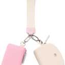 Mum's Memory Mini Zip Around Wristlet Wallet for Women Dual Pouch Wristlet Portable keychain wallet Coin Purse Mini Women Coin Pocket (Pink+White)
