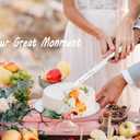 Wedding Cake Knife and Server Set, Silver Cake Cutting Set for Wedding, 4 Pieces Set with Forks for Engagements, Anniversaries, Bride and Groom