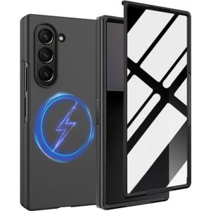 For Galaxy Z Fold 7 Magnetic Case with Privacy Screen Protector, Z Fold 7 Compatible with MagSafe,Slim Hard PC Full Body Cover Shockproof Protective Case for Samsung Galaxy Z Fold 7 5G,Black