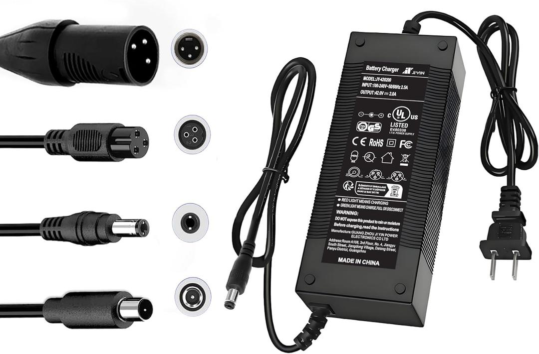 UL Listed 42V 2A Replacement Electric Scooter Charger for 36V Hoverboard Charger with 5 Plugs, Compatible with Scooter Power Adapter