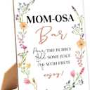 Tuyashua Boho Wildflowers Baby Shower Mom-osa Bar Sign, Table Decor Baby Shower Sign, Pack of 1 Wooden Tabletop Sign with Stand, Baby Shower Decoration, Gender Neutral - MG04