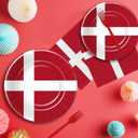 Denmark Flag Theme Tableware, Denmark Party Supplies, Paper Plate, Napkin, Fork, Danish Flag Party Supplies for Constitution Day, National Celebrations, or Themed Events, Serve 24