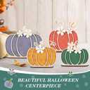 Leinuosen 4 Pcs Thanksgiving Fall Pumpkin Decoration Wooden Tabletop Signs Pumpkin of 4 Size, Autumn Table Centerpieces Season Tray Decor for Halloween Harvest Home Room Decoration(Earthy Colors)