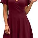 RUMIA Womens Casual Dresses Wrap V Neck Dress A-Line Ruffle Sleeve Summer Sundress Fashion 2026 (Red)