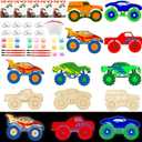 LARDUX Monster Truck Party Favors, 24PCS Monster Truck Birthday Party Decorations Painting Kit with Glow in The Dark Paint DIY Monster Truck Goodie Bag Stuffers for Kids