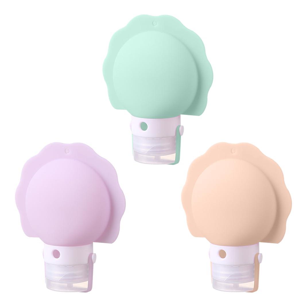 3 pcs Silicone Travel Bottles, 3 oz Portable and Reusable Travel Bottles for Toiletries, Leak Proof Squeezable Travel Toiletry Bottles Travel Lotion Container (3 oz purple+orange+ green)