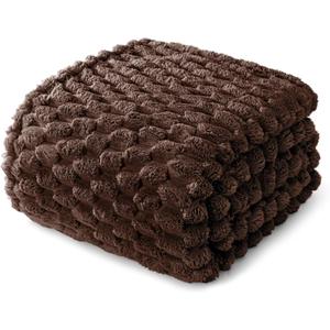 Whale Flotilla Queen Size Blanket for Bed with Jacquard Pattern, Fuzzy Soft Cozy Exquisite Blankets for All Season, Warm and Fluffy, 90x90 Inch, Coffee