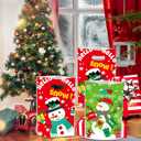 3 x Elanket 40 Pcs Happy Christmas Treat Bags With Handles - Assorted Goodie Bags for Trick-or-Treat, Party Favors - Cute Snowman Designs for Classroom Decorations