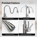 FEELSO Kitchen Faucets with Pull Down Sprayer, High Arc Stainless Steel Single Handle Kitchen Sink Faucet, 1 or 3 Hole Brushed Nickel Water Faucets for Farmhouse Laundry Camper Rv Bar