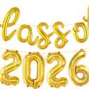 Graduation Decorations 2026 | Gold Class of 2026 Balloons Banner - Script, 16 Inch | Graduation Balloons 2026 | Class of 2026 Balloon for Grad Decorations, KatchOn
